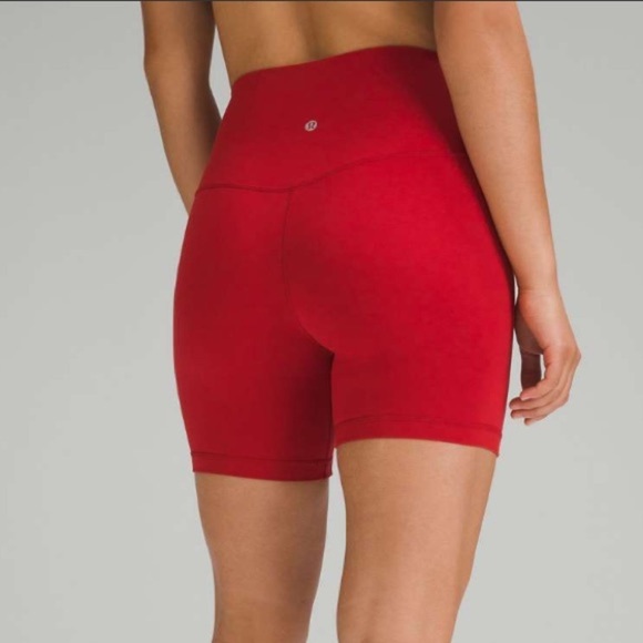 Lululemon Athletica Red Bike Shorts High-Rise-6" - Picture 2 of 6